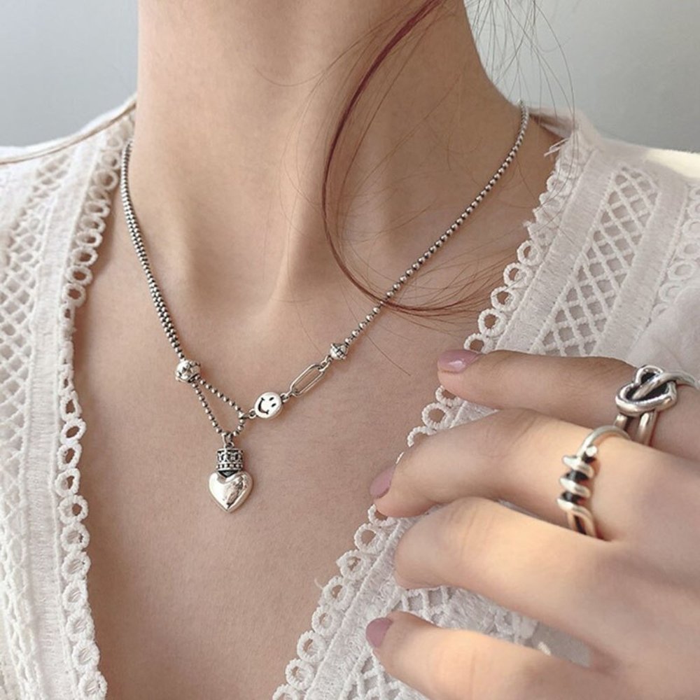 925 Stamp Smiling Face Necklace